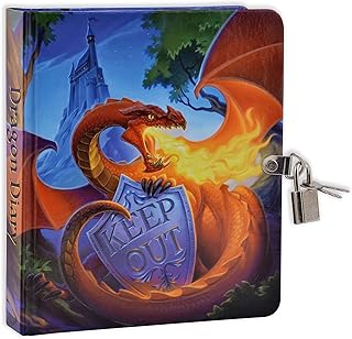 MOLLYBEE KIDS Keep Out Glow in the Dark Lock and Key Dragon Diary, 208 pages, measures 6.25 inches by 5.5 inches