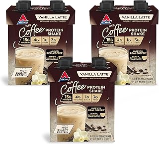 Atkins Iced Coffee Vanilla Latte Protein Shake, 15g Protein, Low Glycemic, 4g Net Carb, 1g Sugar, Keto Friendly