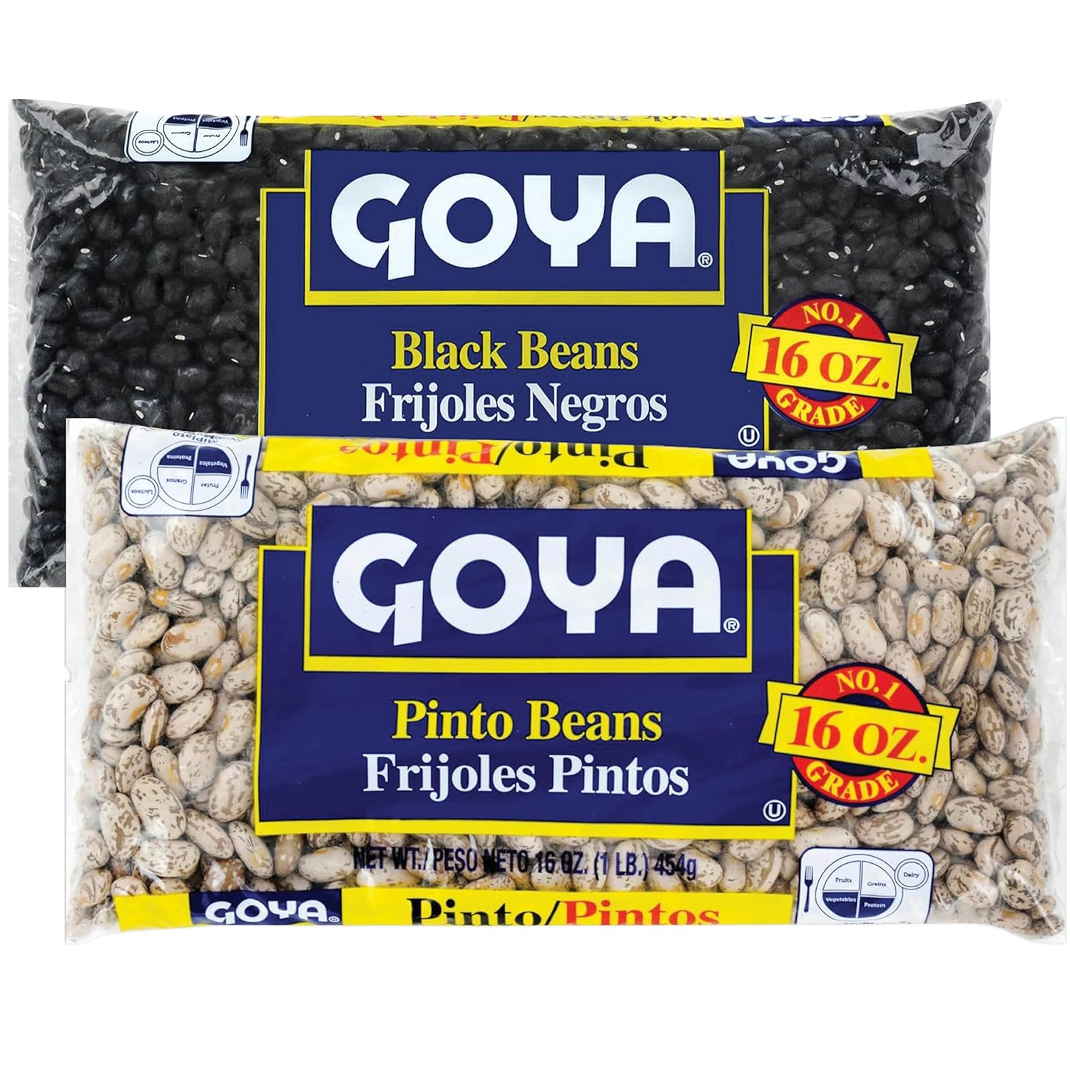 Goya Dry Beans Variety Pack, 1 Bag Black Beans & 1 Bag Pinto Beans, High Fiber Plant-Based Protein, Vegan and Gluten-Free Pantry Staples, 16 oz Each