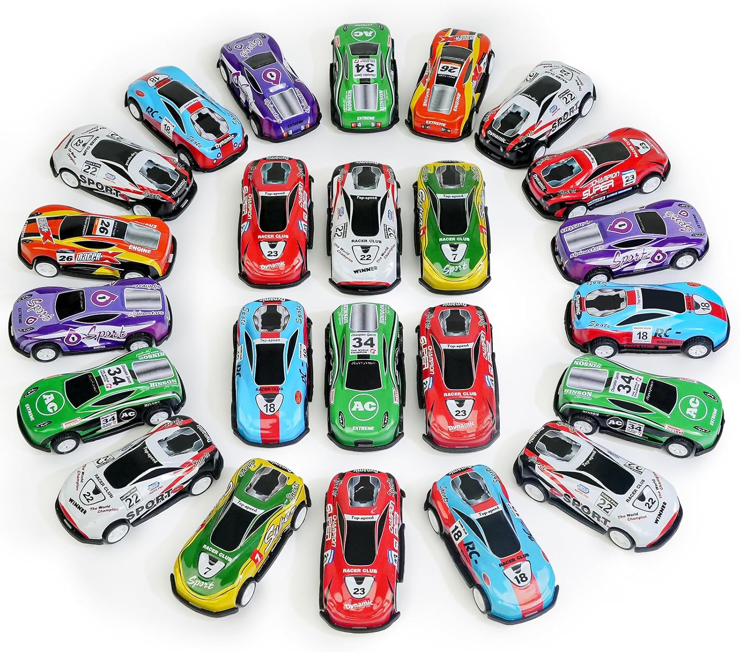 21 Pack Pull Back Toy Cars, Party Favors, Goodie Bag Stuffers, Race Vehicles Bulk, Pinata Fillers, Teacher Treasure Prize Box Toys for Boys Girls Toddlers 2,3,4,5 Years Old