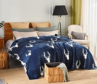 JML Plush Blanket, 300GSM Super Soft Warm Printed Flannel Fleece Blanket for Couch and Sofa (Deer, King)
