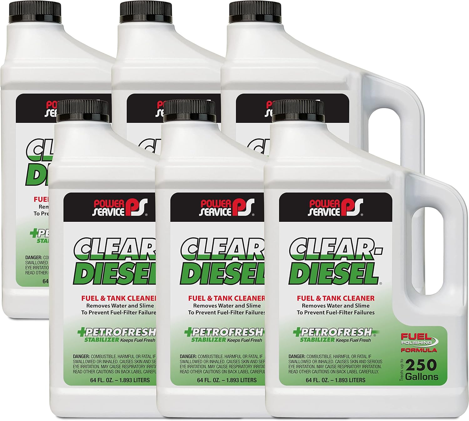 Power Service Clear-Diesel Fuel & Tank Cleaner - 64 Ounce (Pack of 6)