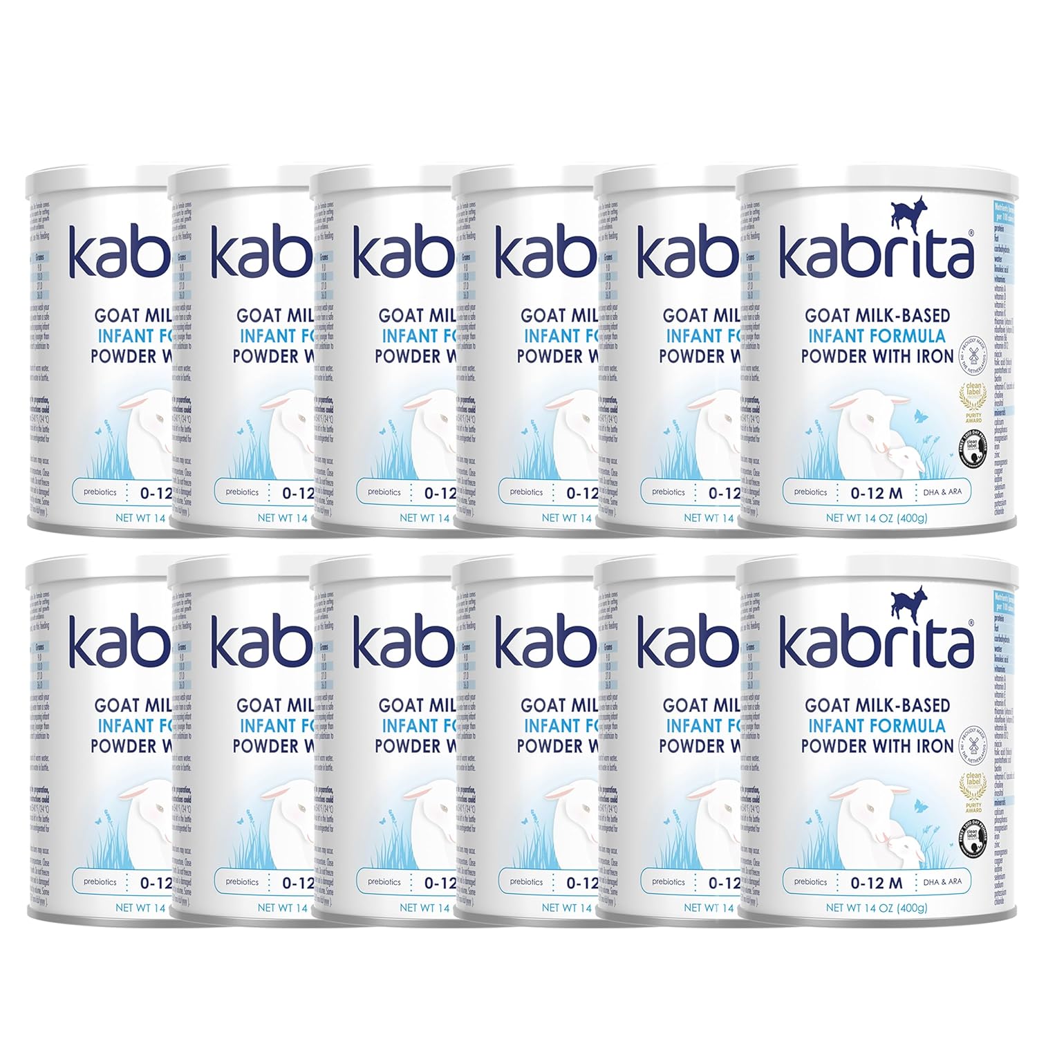 Kabrita Goat Milk-Based Infant Formula Powder with Iron, DHA, ARA & Prebiotics, for Infants 0–12 Months, Non-GMO, 14 oz (Pack of 12)