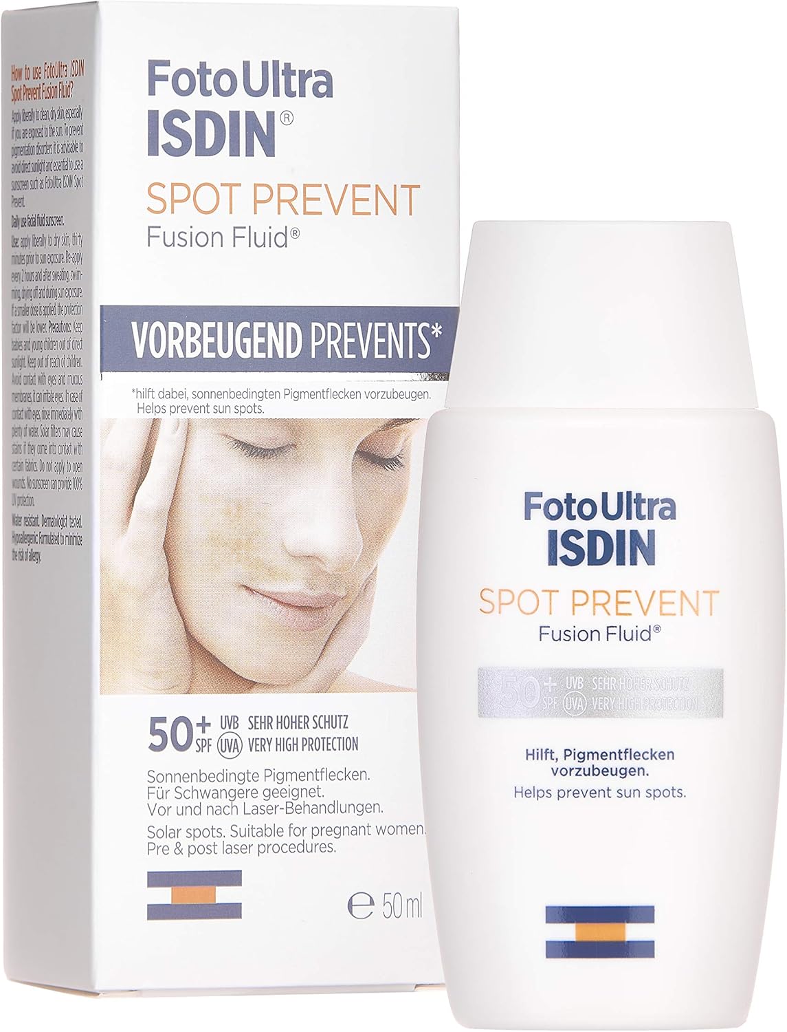 Isdin FotoUltra Spot Prevent SPF 50+, Fusion Fluid Texture, Very High Protection, Prevents Pigment Spots, 50 ml