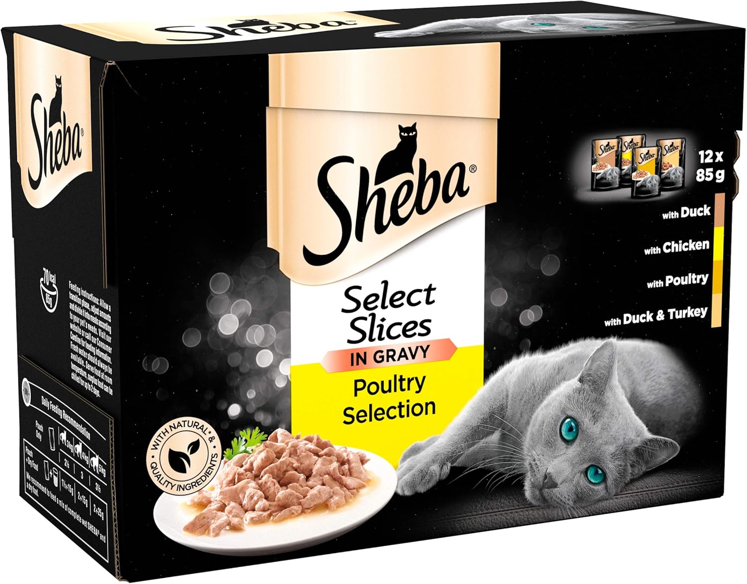 Sheba Select Slices, Wet Cat Food Pouches, Poultry Collection in Gravy, 12 x 85 g, transparent