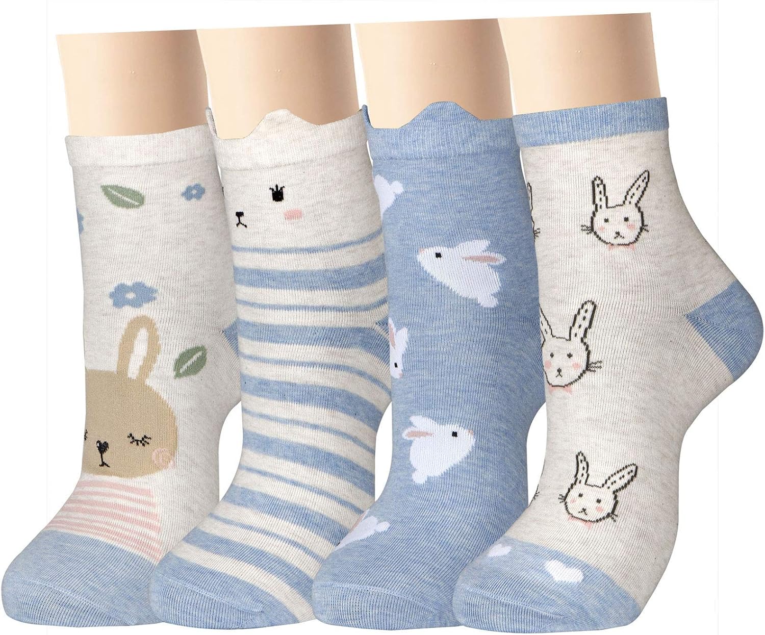 xiaomaizi Women's Cute Funny Cat Animal Cozy Cotton Crew Quarter Socks for Women Lovely Valentines Ankle Socks Size 7-9