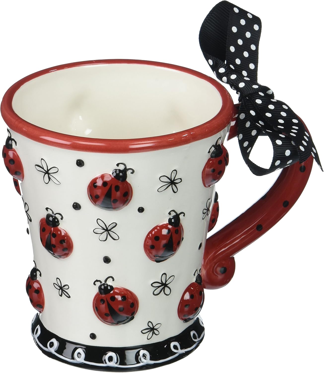 Adorable Ladybug 10 oz Coffee Mug/cup with Dotted Bow Great Gift For Lady Bug Lovers