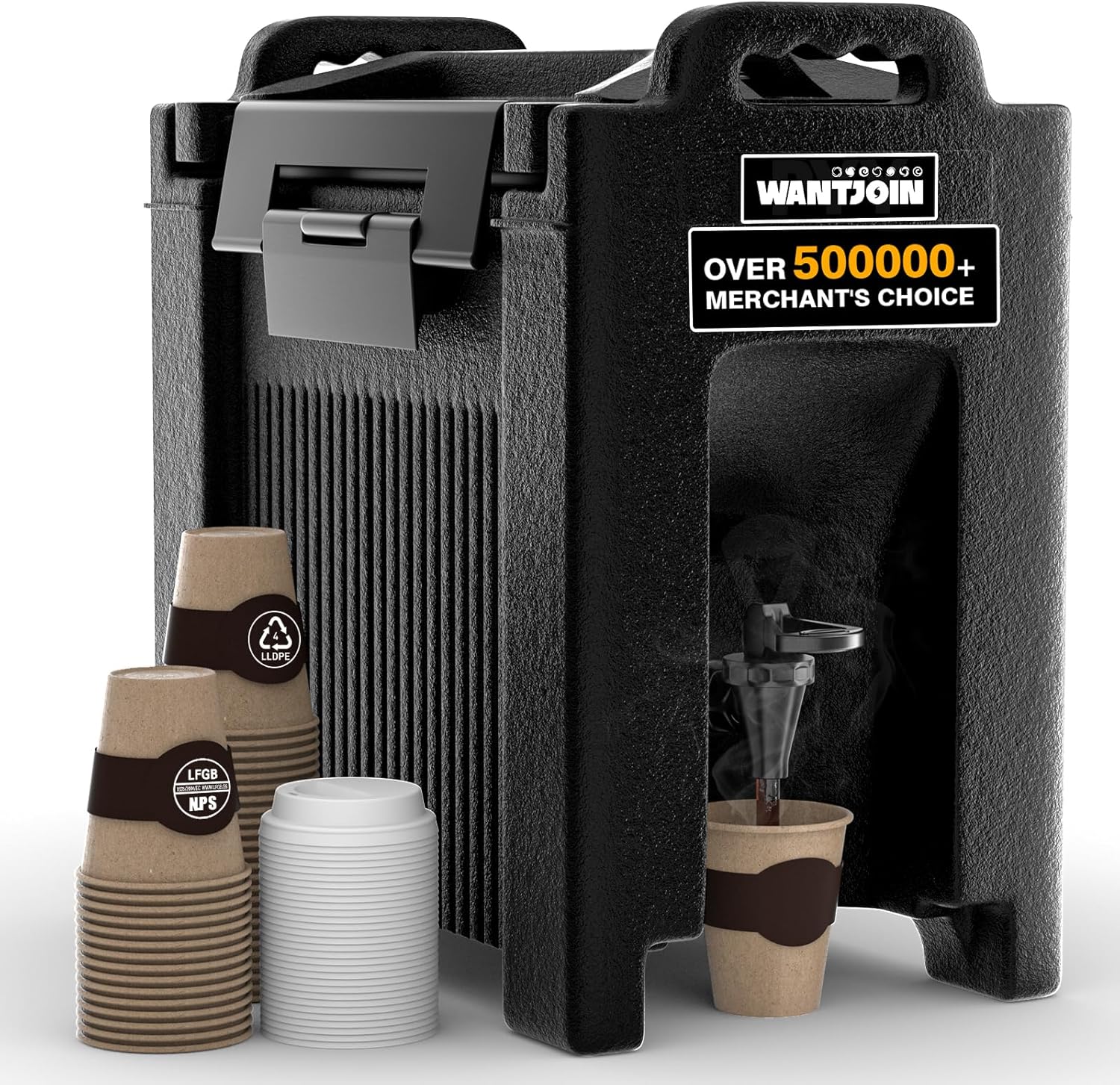 WantJoin Insulated Beverage Dispenser 2.5 Gallon-Hot and Cold Drink Container with Handles, Thermal Drink Dispenser Cooler Server carrier For Commercial Catering Black