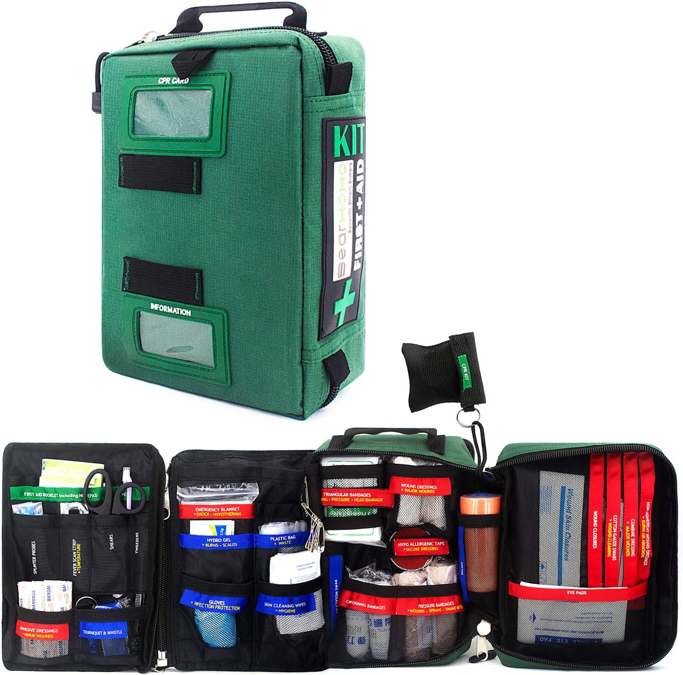 255PCs Pro First Aid Kit Emergency Survival Trauma Kit Medical Kit with Labeled Compartments for Boat Car Truck Camping Hiking Travel & Backpacking