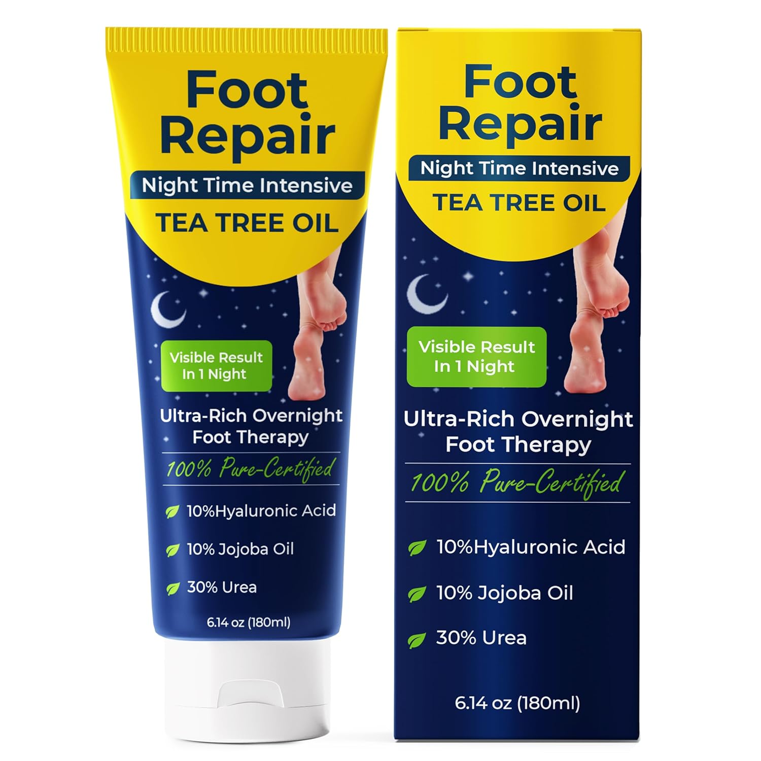 Terramed Just Think Comfort Foot Repair Cream with Tea Tree Oil | Ultra-Rich Overnight Therapy for Cracked Heels & Dry Feet | Soothes, Softens & Restores Rough Skin | Fast-Absorbing Formula | 6.14 oz