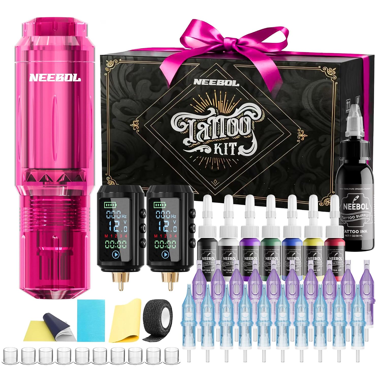 Neebol Wirless Tattoo Gun Kit, 2PCS Batteries Set for Beginners & Artists