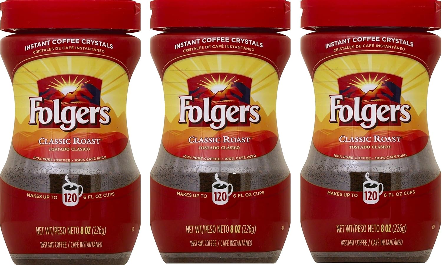 Folgers Instant Coffee Crystals, Classic Roast, 24 ounce