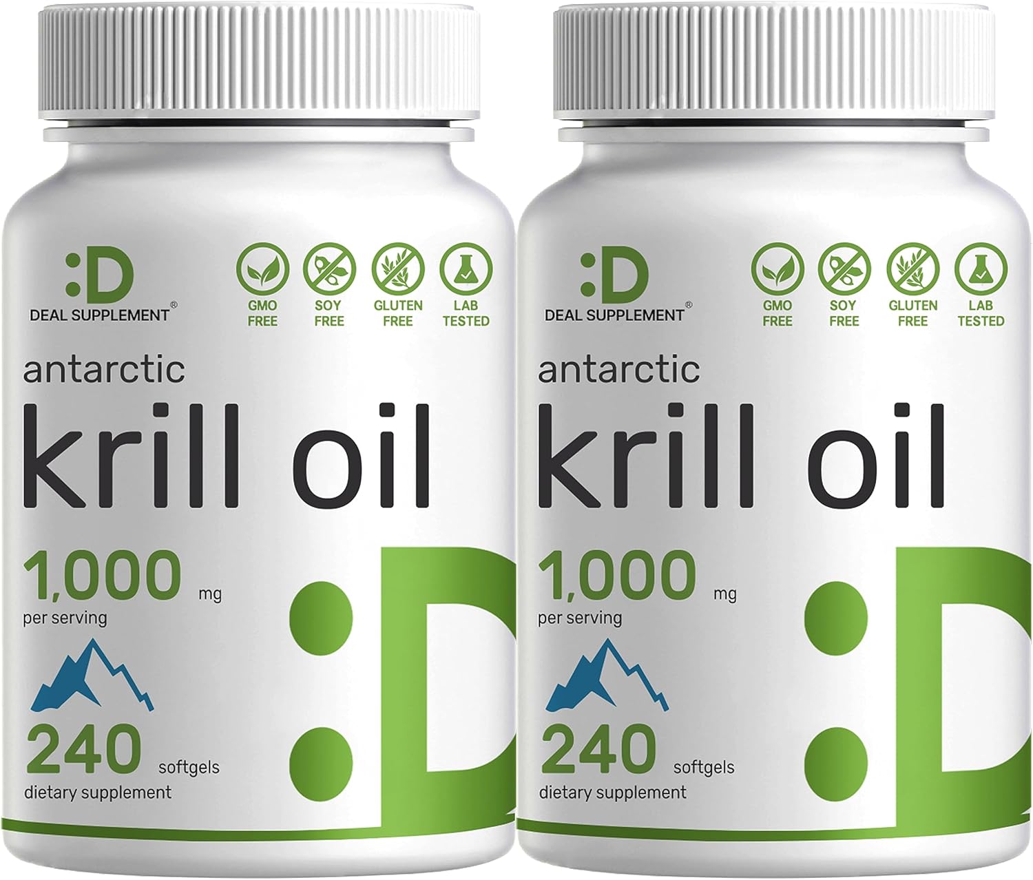 Eagle Shine Vitamins 2 Pack Antarctic Krill Oil, 1,000mg Per Serving, 480 Softgels – Mercury Free, No Fishy Taste – Rich in Omega-3s, EPA, DHA, Astaxanthin, & Phospholipids – Non-GMO, No Gluten