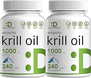 Eagle Shine Vitamins 2 Pack Antarctic Krill Oil, 1,000mg Per Serving, 480 Softgels – Mercury Free, No Fishy Taste – Rich in Omega-3s, EPA, DHA, Astaxanthin, & Phospholipids – Non-GMO, No Gluten