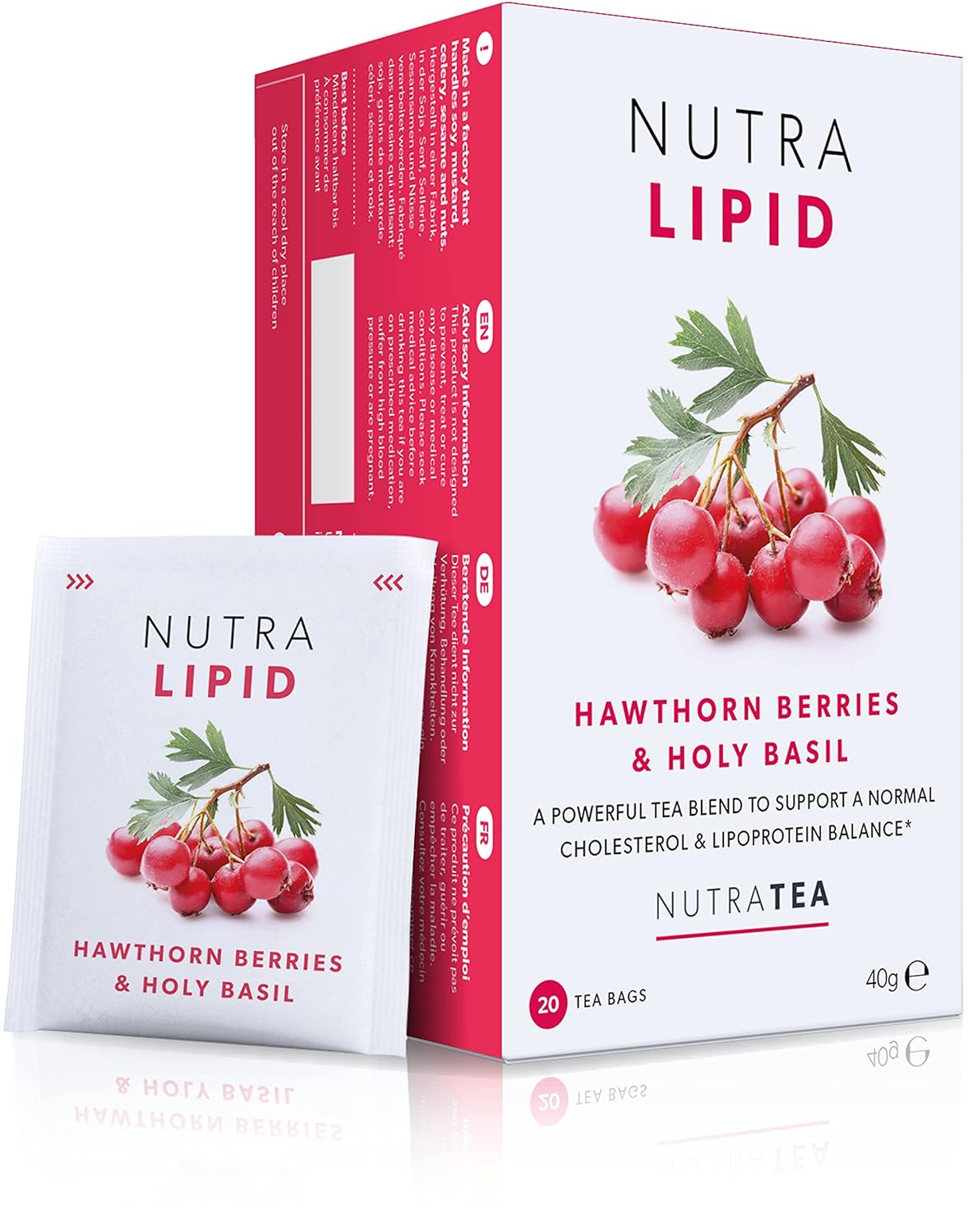 NUTRALIPID - Lipid Management Tea | Cholesterol Tea - Support Cholesterol Levels and Heart Health – Includes Red Yeast Rice, Hawthorn Berry & Garlic - 20 Enveloped Tea Bags - by Nutra Tea - Herbal Tea