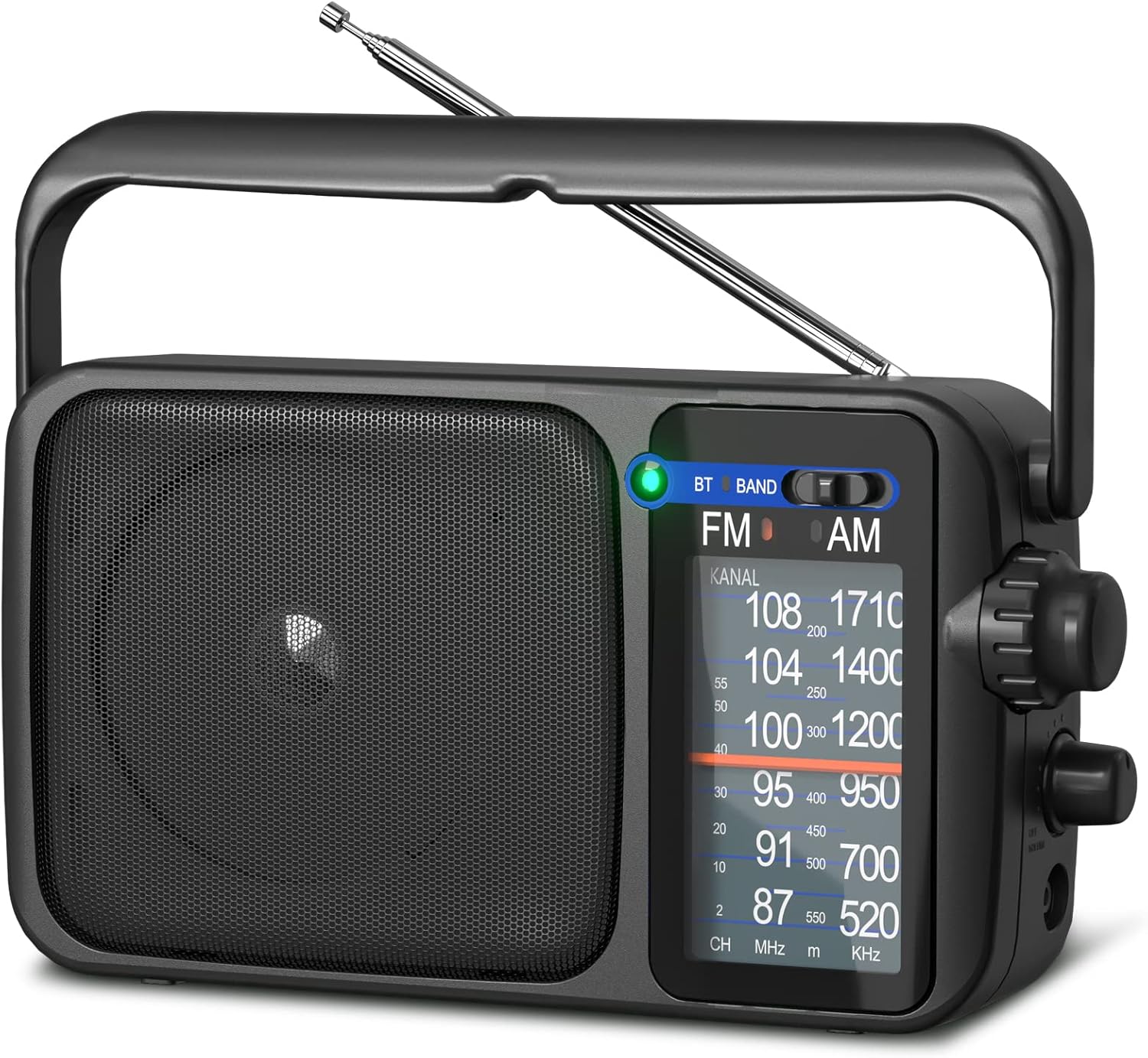 AM FM Radio with Best Reception,Bluetooth Portable AM FM Transistor,Battery Operated Radio or AC Power,Large Dial,Headphone Jack, Gifts for Seniors Elderly