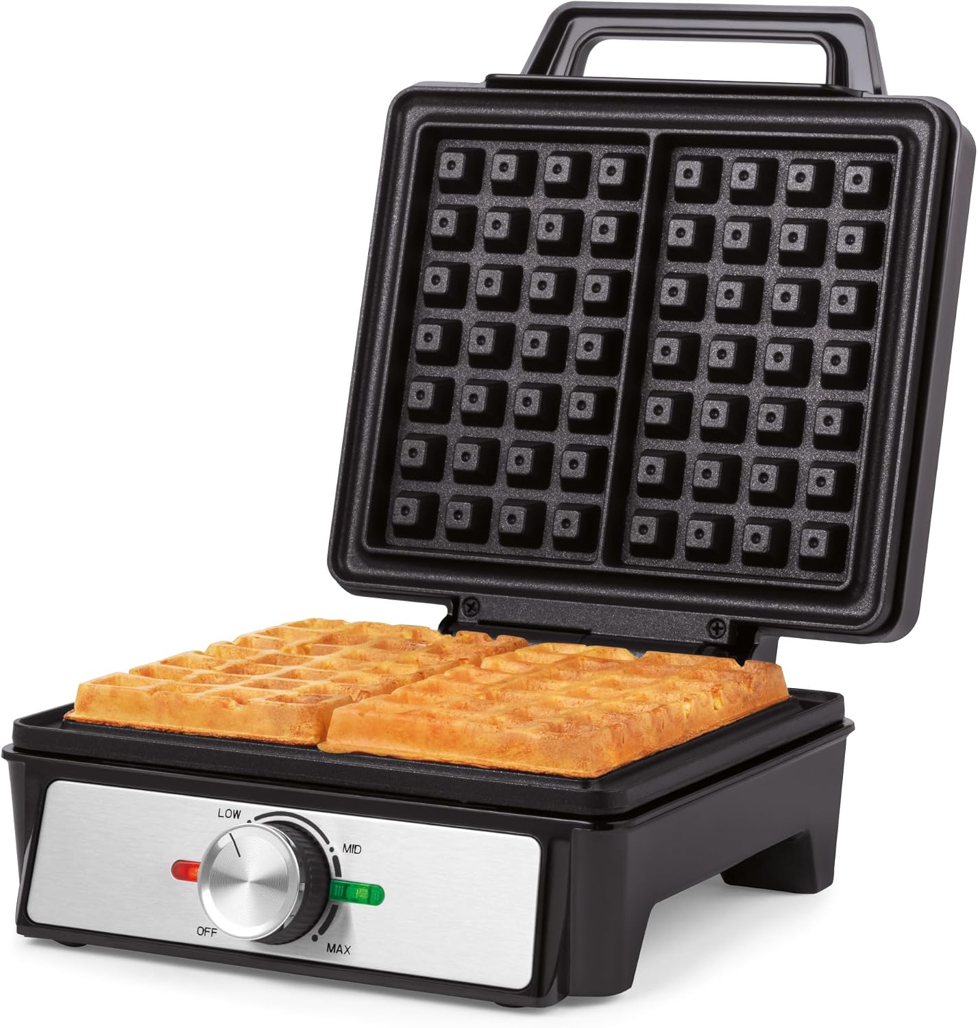 Salter Deep Fill Waffle Maker, 1600W, Adjustable Temperature Control | Dual Non-Stick Plates, Cool-Touch Handle, Power & Ready Indicator Lights, Slimline Compact Design, Cooks 2 Waffles