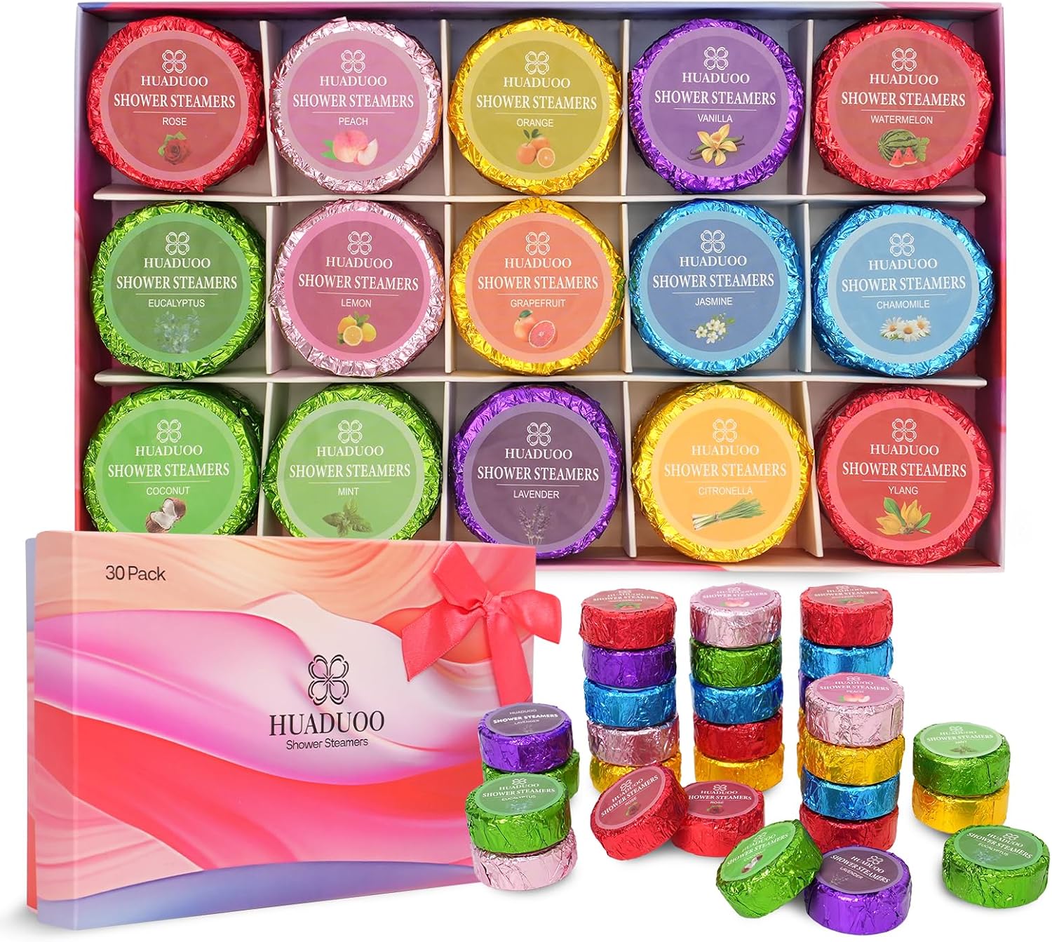 Shower Steamers Aromatherapy Birthday Gifts for Women and Men,30 Pack Shower Bombs for Stress Relief and Relaxation,Self-Care,Organic Essential Oils Relaxation Home SPA for Mothers Day Gifts