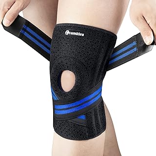 CAMBIVO Anti-chafing Knee Brace for Knee Pain with Side Stabilizers for Women and men, Adjustable Compression Knee Support with Patella Gel Pads, Relief Meniscus Tear, ACL, MCL, Arthritis (1 Pack)