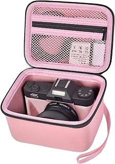 Vlogging Camera Case Compatible with Duluvulu/for TEBNGIHNM/for zheozeig/for Oiadek 4K Digital Cameras for Youtube. Vlog Camera Carrying Storage for Lens, Cable and Other Accessories - Pink