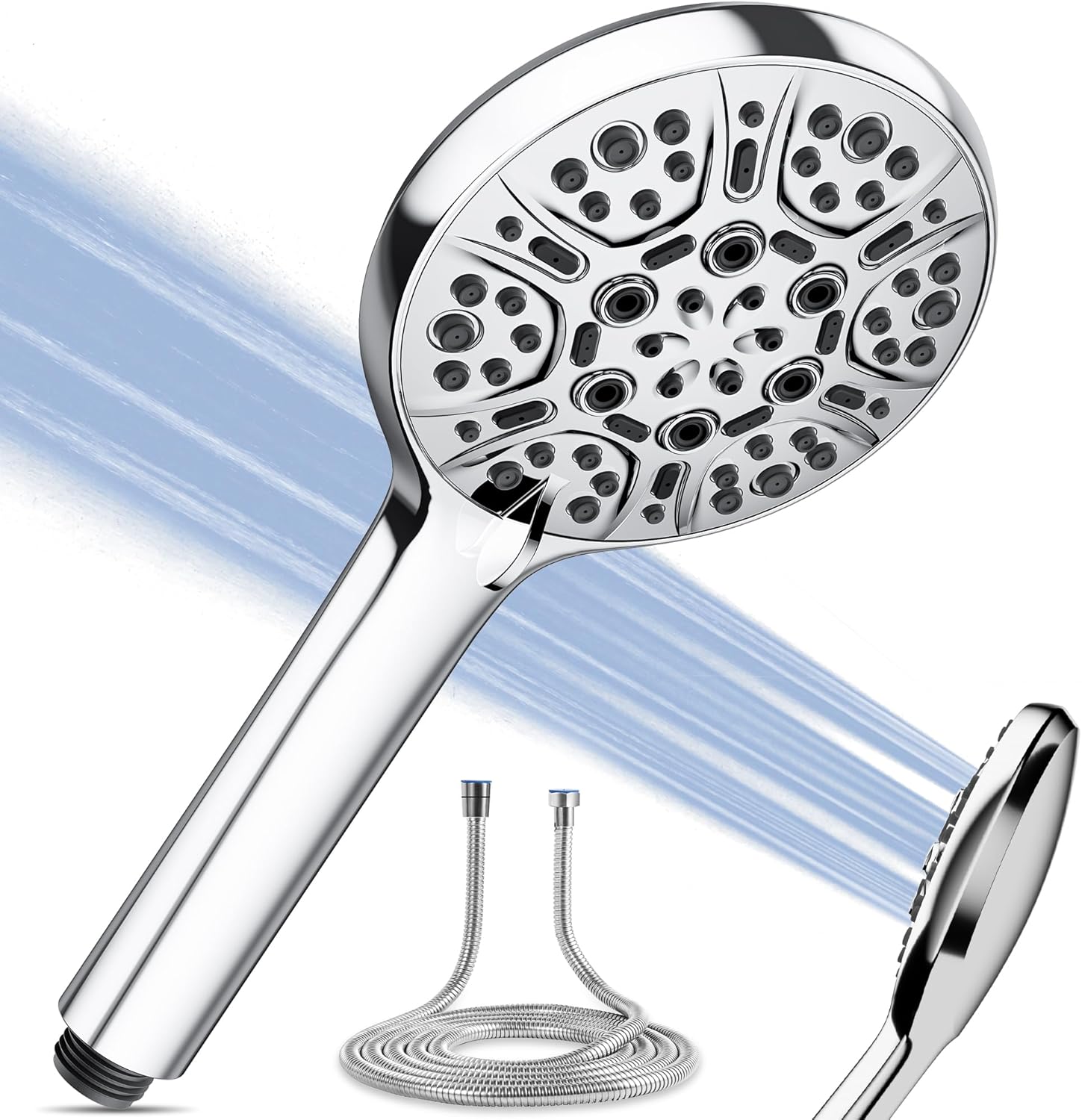 Magichome Pro High Pressure Shower Head and Hose Set with 9 Spray Modes - for Low Water Pressure, Large Powerful Chrome Showerhead & Easy Installation