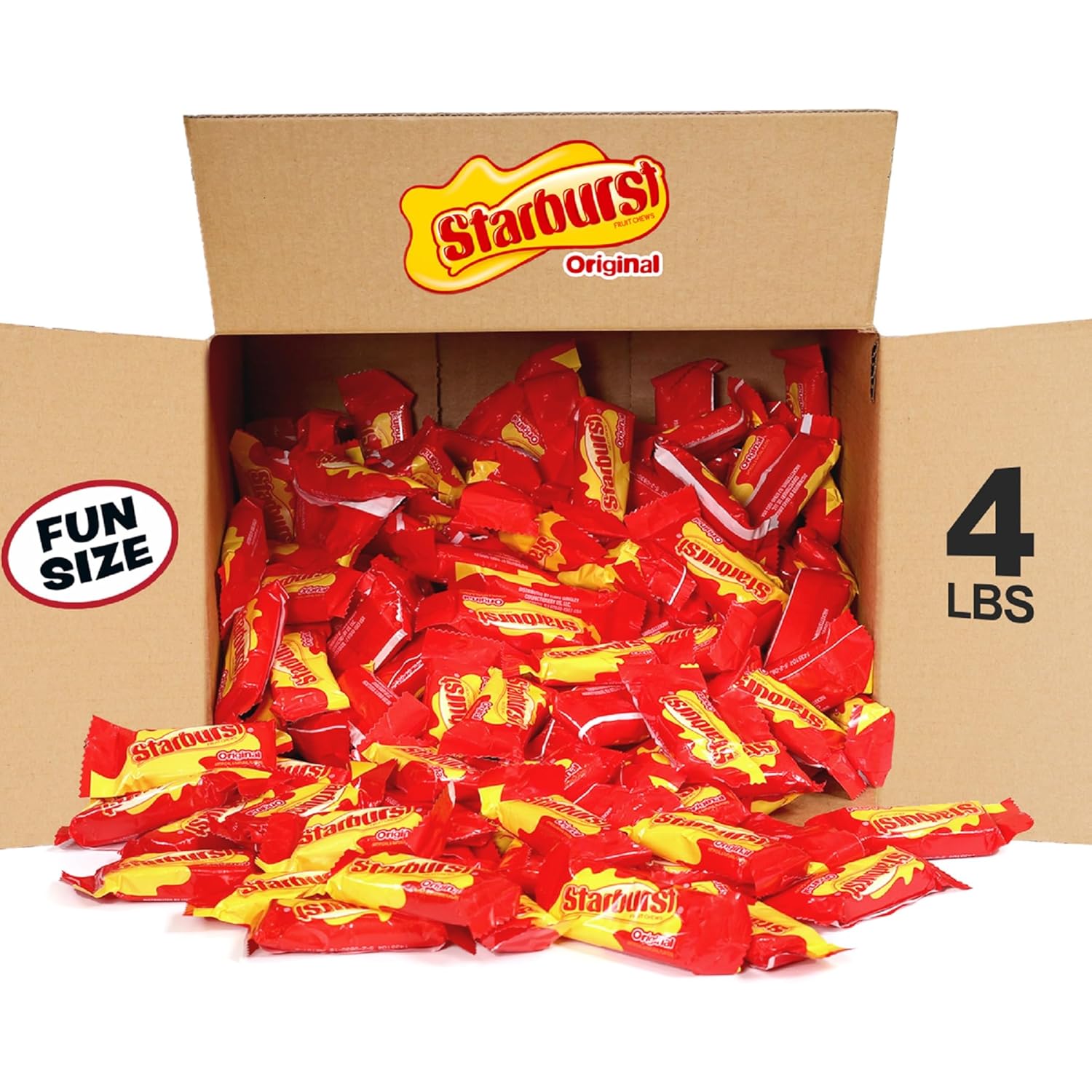 STARBURST Original Fun Size Individually Wrapped Chewy Party Favor Candy Bulk Box, 4 Pound Box