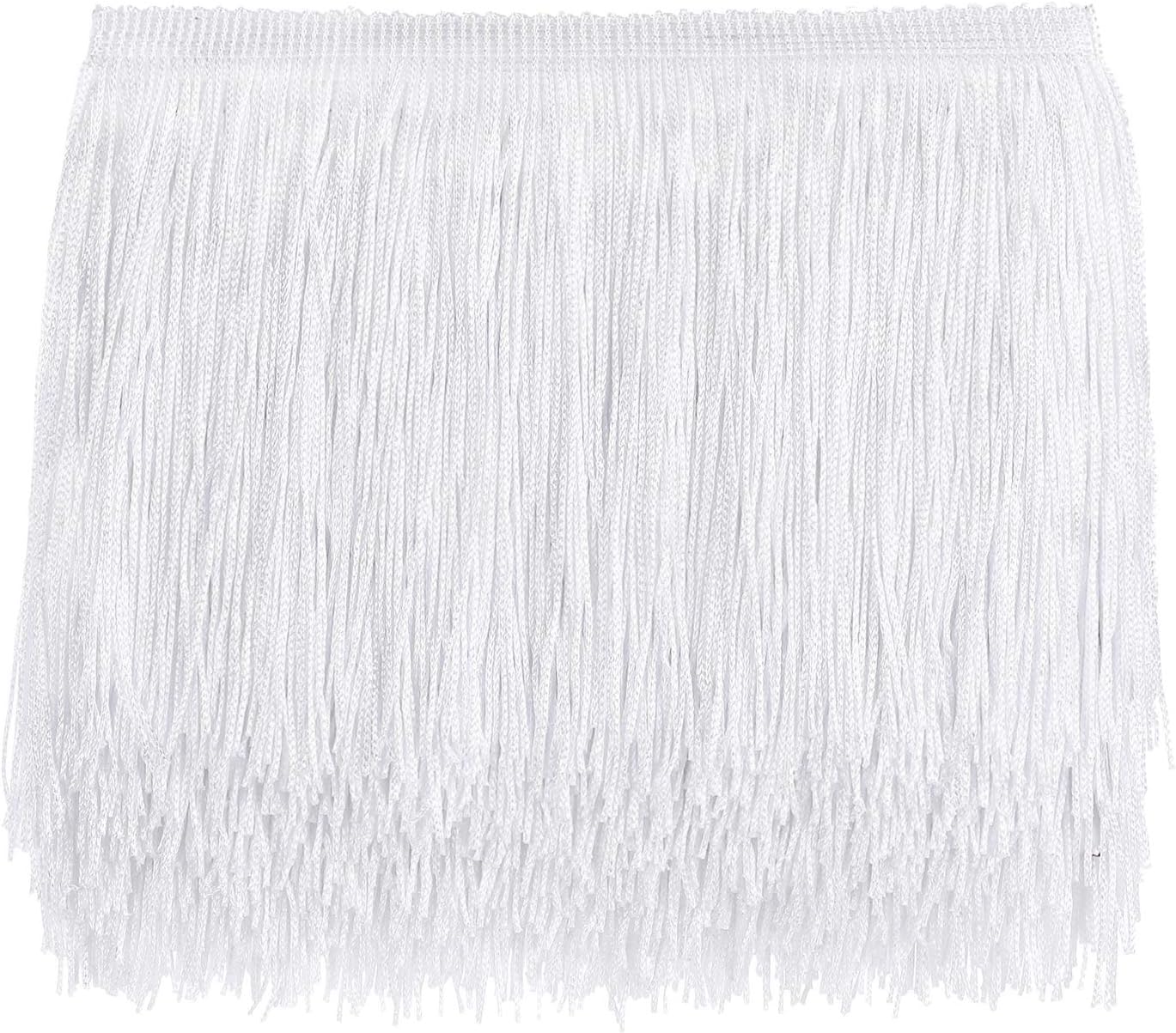 AWAYTR 10 Yards Sewing Fringe Trim for DIY Craft, White, 6 Inches Wide