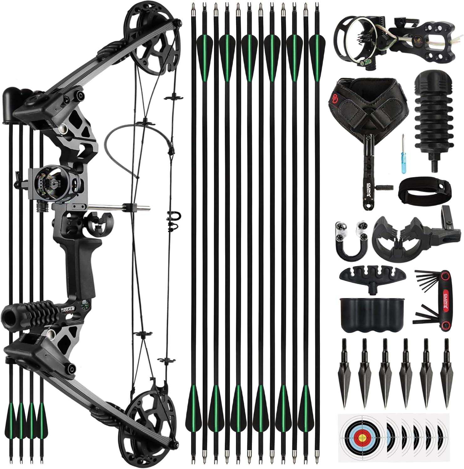 NorthSpoor Compound Bow and Arrow Set, Adjustable Hunting Compound Bow Set Drawing Weight 0-70lbs, 320fps with Complete Accessories, Suitable for Adults, Teenagers, Beginners, Outdoor Shooting