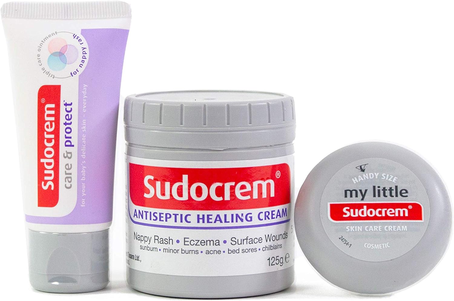 Sudocrem Nappy Rash Cream Kit, Includes Care & Protect 30g, Antiseptic Healing Cream 125g, My Little Sudocrem 22g, Nappy Rash Treatment