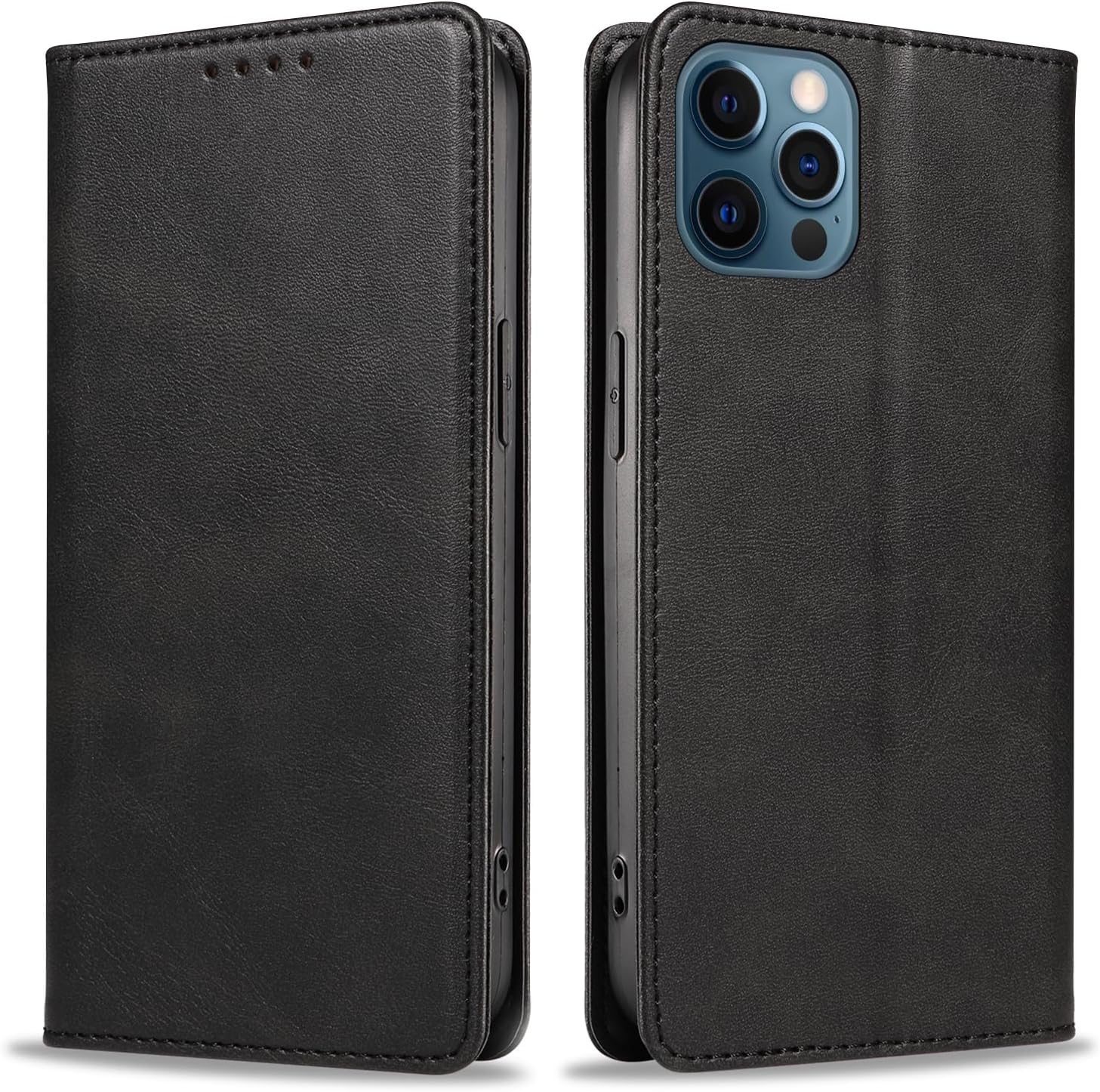 Vancle Case for iPhone 12 / 12Pro Phone Case, Flip Wallet PU Leather Phone Case with [4 Card Slots] [Kickstand] Black