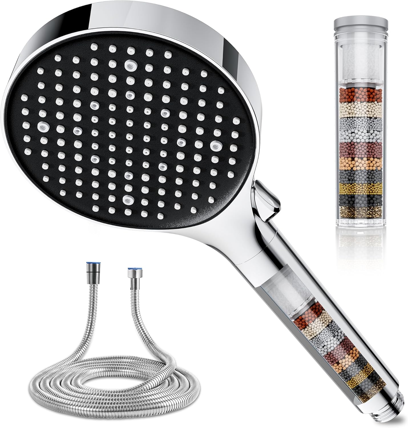 Magichome 25-Stage Hard Water Filter Shower Head with 1.5m Hose, 6 Modes High Pressure Filtered Shower Head for Residual Chlorine Removal, Ideal for Dry Skin & Hair Care