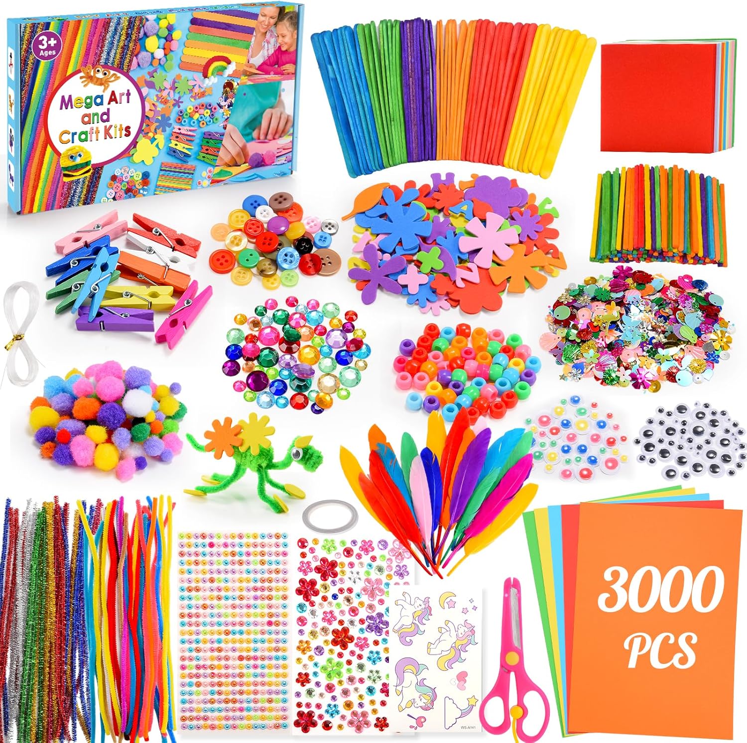 3000+Pcs Craft Kits for Kids, 3-9 Year Old Girl Gifts Arts and Crafts for Kids Toys for 3-9 Year Old Girls The Craft Girls Birthday Presents Easter Gifts Easter Crafts for 4-10 Year Olds