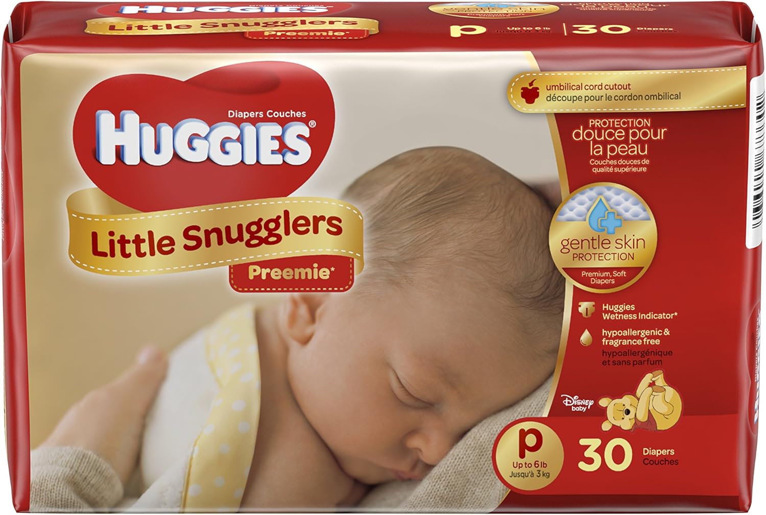 Huggies Gentle Care Preemies Diapers, Size P, 30-Count