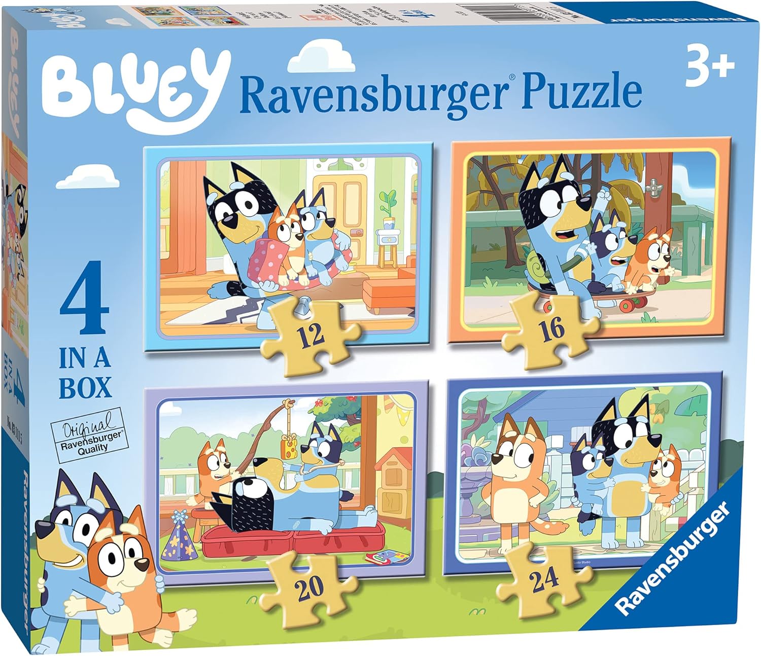 Ravensburger Bluey 4 in Box Jigsaw Puzzles for Kids Age 3 Years Up - 12, 16, 20 & 24 Pieces