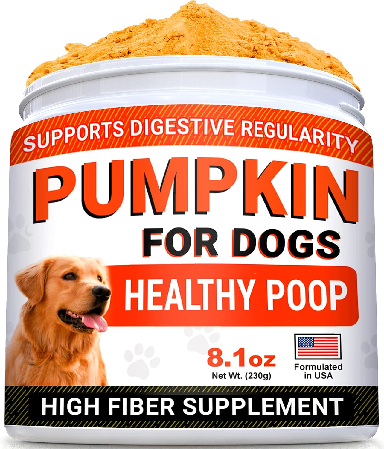 STRELLALAB Pumpkin for Dogs - High Fiber Powder Supplement - Stool Consistency and Softener - Digestion Support - Made in USA - Pumpkin