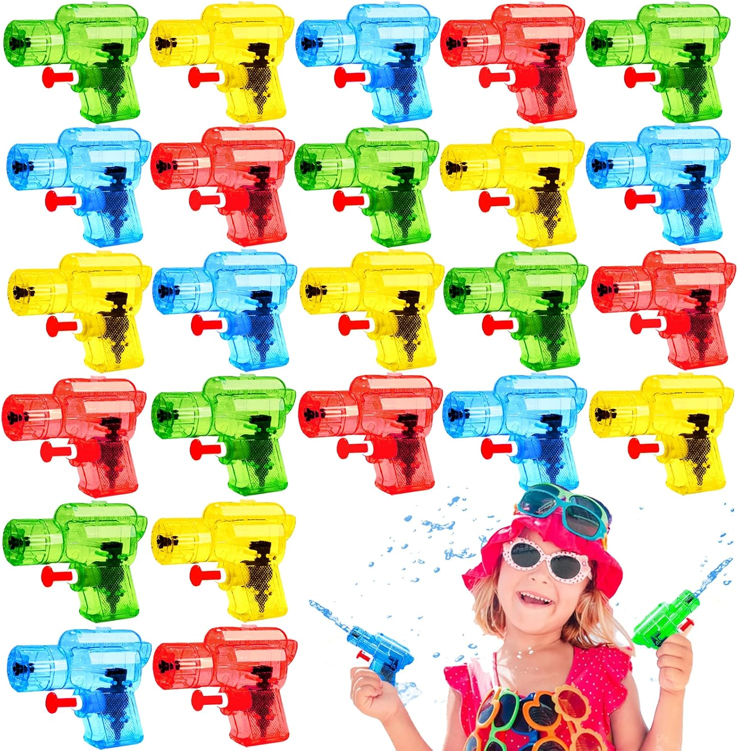 24 Pcs Mini Water Gun for Kids,Color Small Squirt Water Guns,Plastic Blasters for Beach Swimming Pool Toys,Summer Theme Party Favors,Outdoor Water Fighting Games Prop