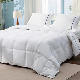 Bedsure Goose Feather Down Comforter King Size - All Season Duvet Insert with 8 Corner Tabs, 100% Cotton Fabric, Machine Washable (106x90, 60 Oz)