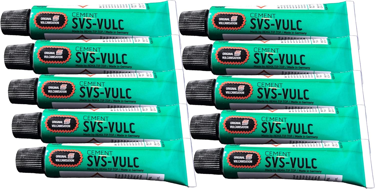 10 Tubes of Rema SVS-Vulc Tube Patch Vulcanizing Cement 5 Gram (7 ml)