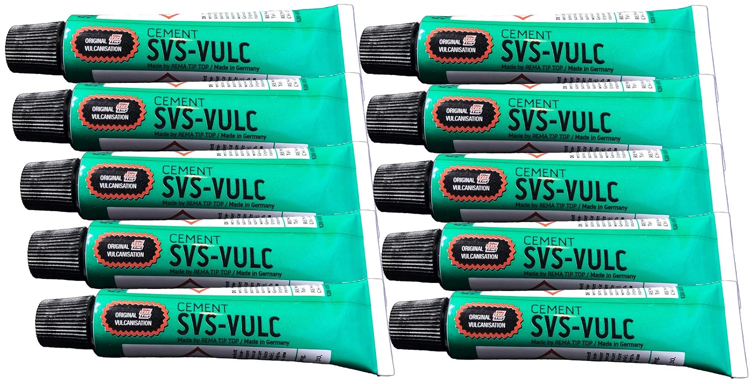 10 Tubes of Rema SVS-Vulc Tube Patch Vulcanizing Cement 5 gram (7 ml)
