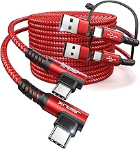 JSAUX USB C Cable 100W Right Angle [2-Pack 10FT], iPhone 16/15 USB C to USB C Fast Type C Cord Compatible with iPhone 16/16 Plus/ 16 Pro/ 16 Pro Max, iPhone 15 Series, Car Play, MacBook, iPad, Galaxy