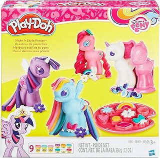 Play-Doh Make 'n Style Ponies Playset, My Little Pony Figures, 9 Colors, Kids Arts & Crafts Set, Preschool Toys, Easter Gifts for Girls & Boys, Ages 3+ (Amazon Exclusive)