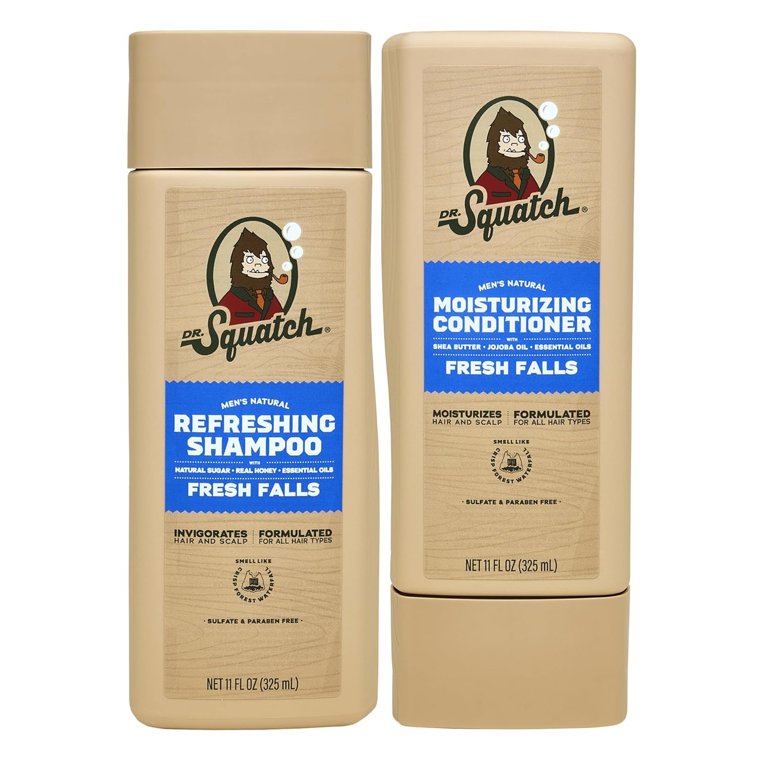 Dr. Squatch Natural Men's Shampoo and Conditioner Set - Healthy, Full Looking Hair - Fresh Falls Natural Shampoo and Conditioner for Men (11 fl oz, 2-Pack)