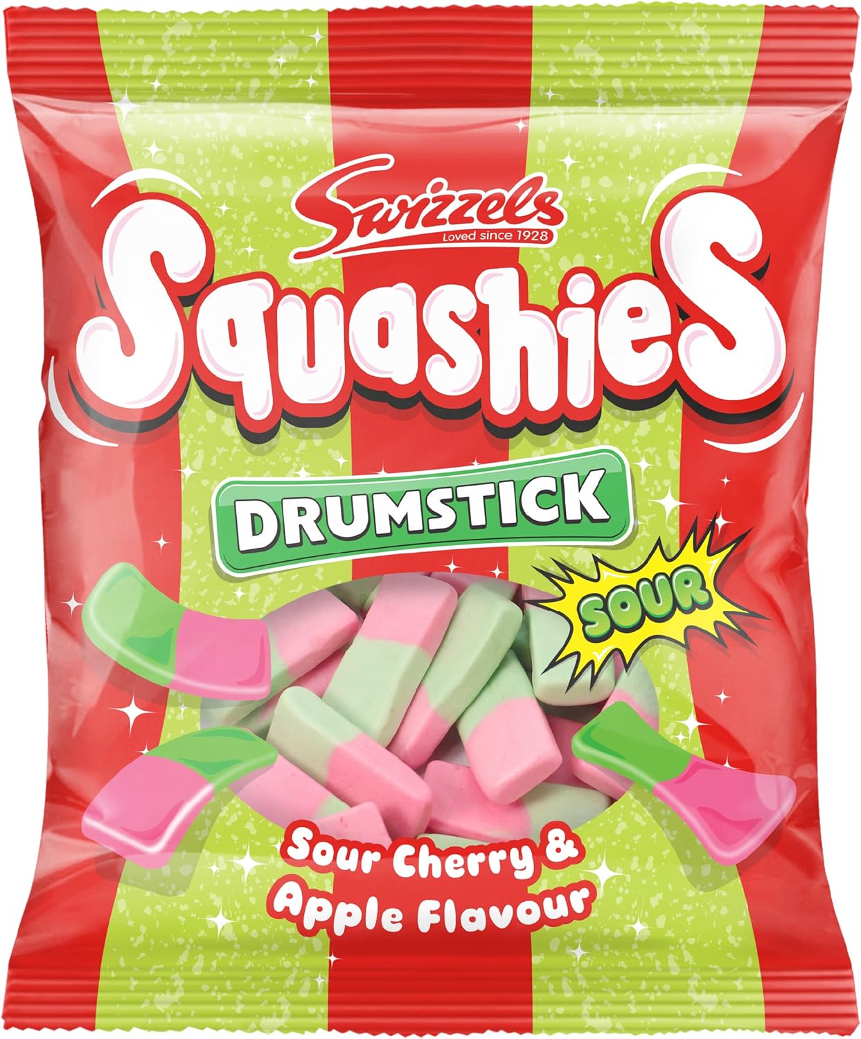 Swizzels Squashies Sweets - Sour Apple and Cherry Flavour Squashies - Single Pack 140g