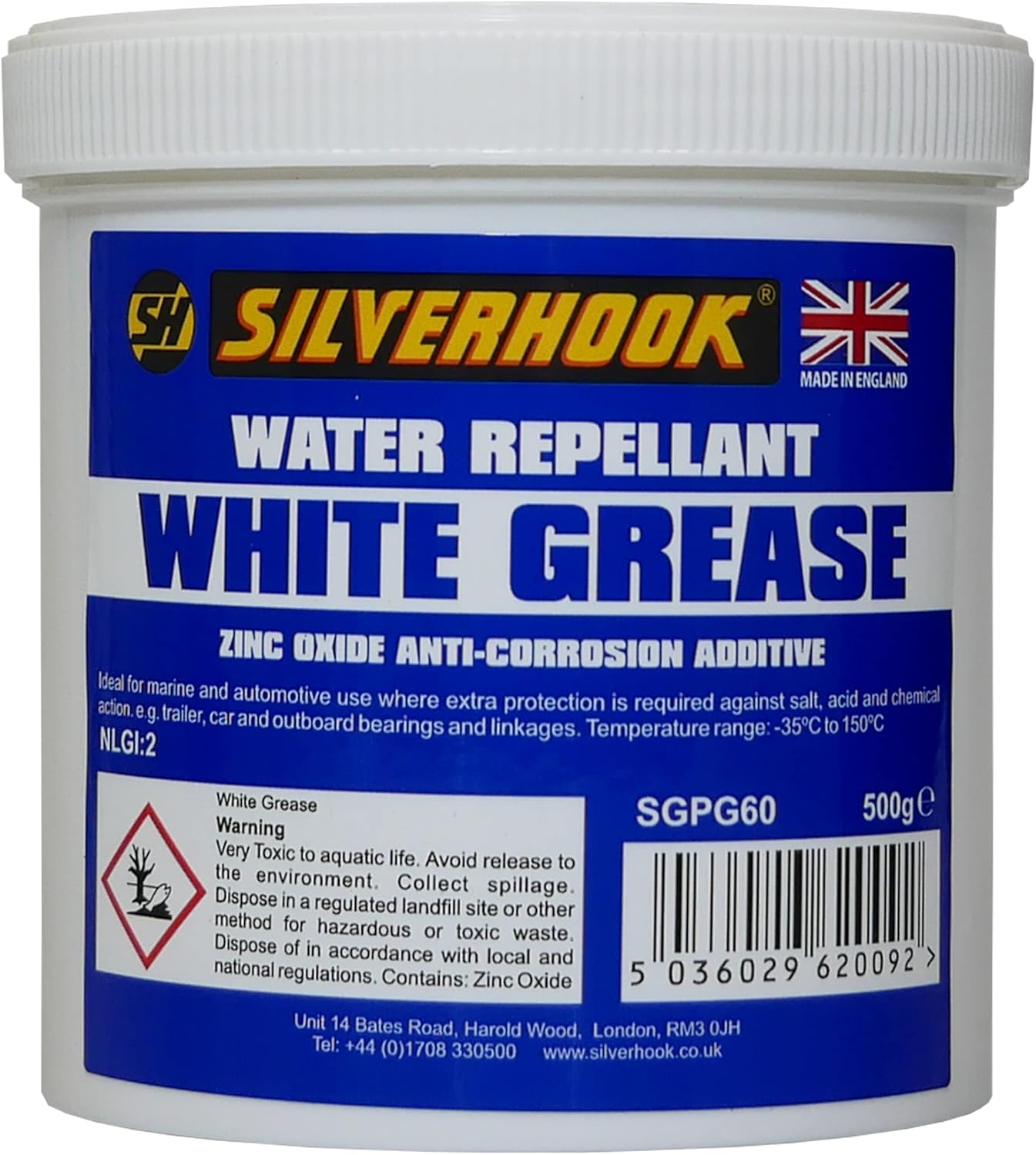 Silverhook - Grease - for Marine Use - Waterproof - with Zinc Oxide - 500 g