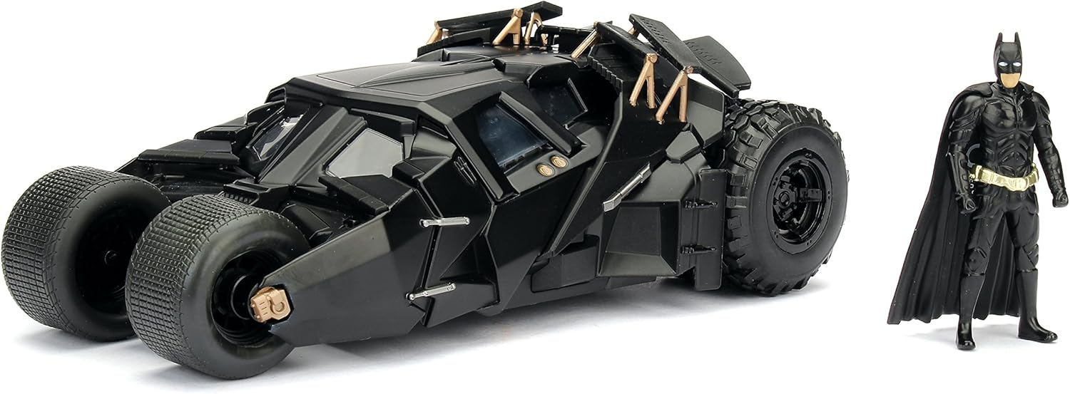 Jada Toys DC Comics 2008 The Dark Knight Batmobile with Batman Figure 1:24 Scale Metals Die-Cast Collectible Vehicle Boys Metals 2008 Multicolor Standard