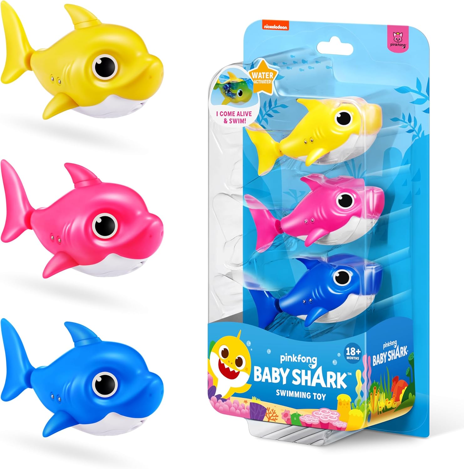 Robo Alive Junior Baby Shark New Silicon Fins Version Swimming Mini Baby Shark (3 Pack) by ZURU
