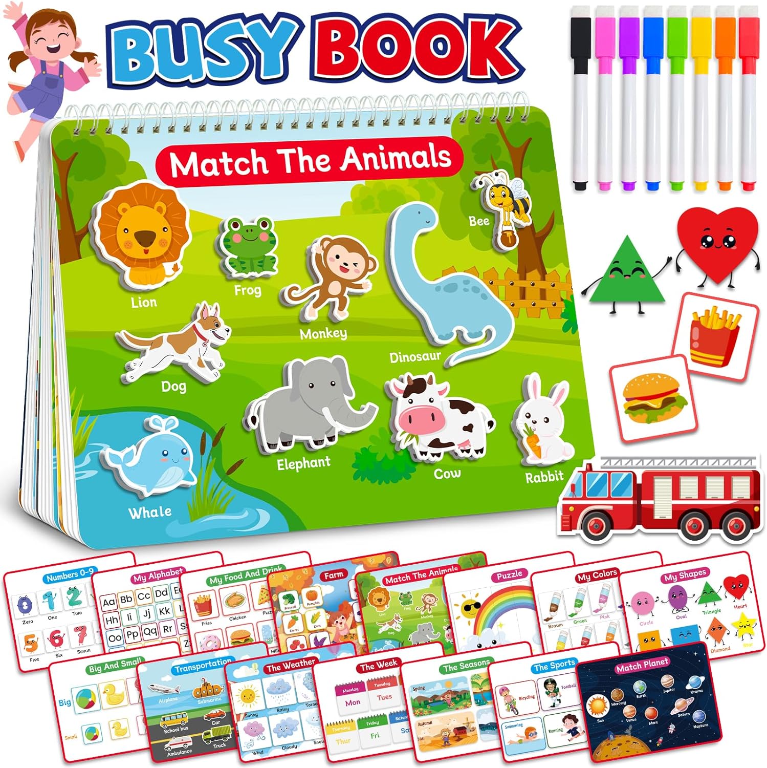 Benresive Montessori Busy Book for Toddlers 2-4, Preschool Toddler Learning Activities, Toddler Sticker Books for 2 3 4 Year Olds Boys Girls, Autism Sensory Toddler Toys for 2 3 4 Year Old