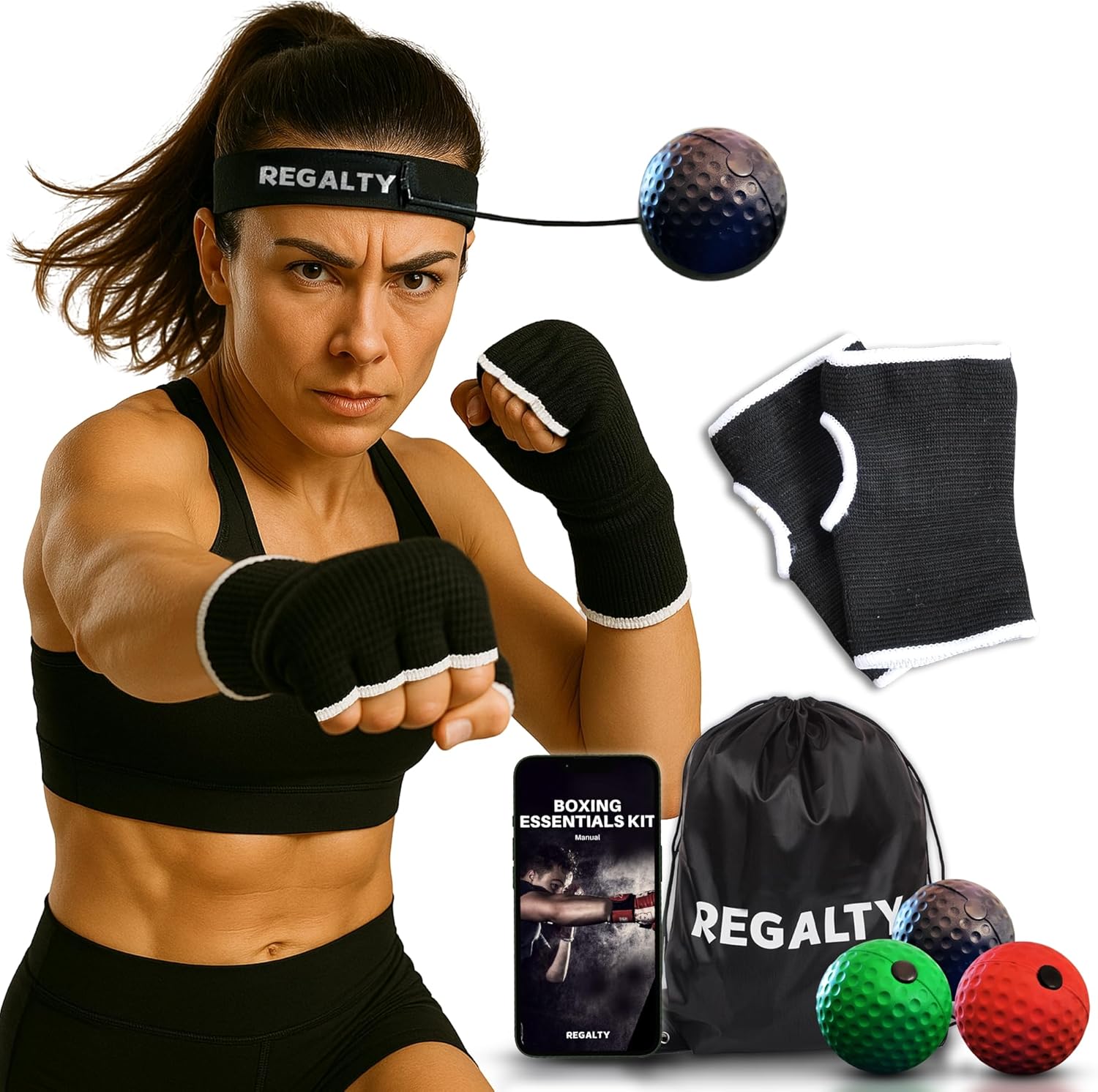 Boxing Reflex Ball Set -Complete Boxing Training Equipment with Gloves, Headband & Carry Bag -Perfect for Kids & Adults to Improve Reaction, Speed & Focus for Boxing, MMA, Muay Thai, Jiu Jitsu