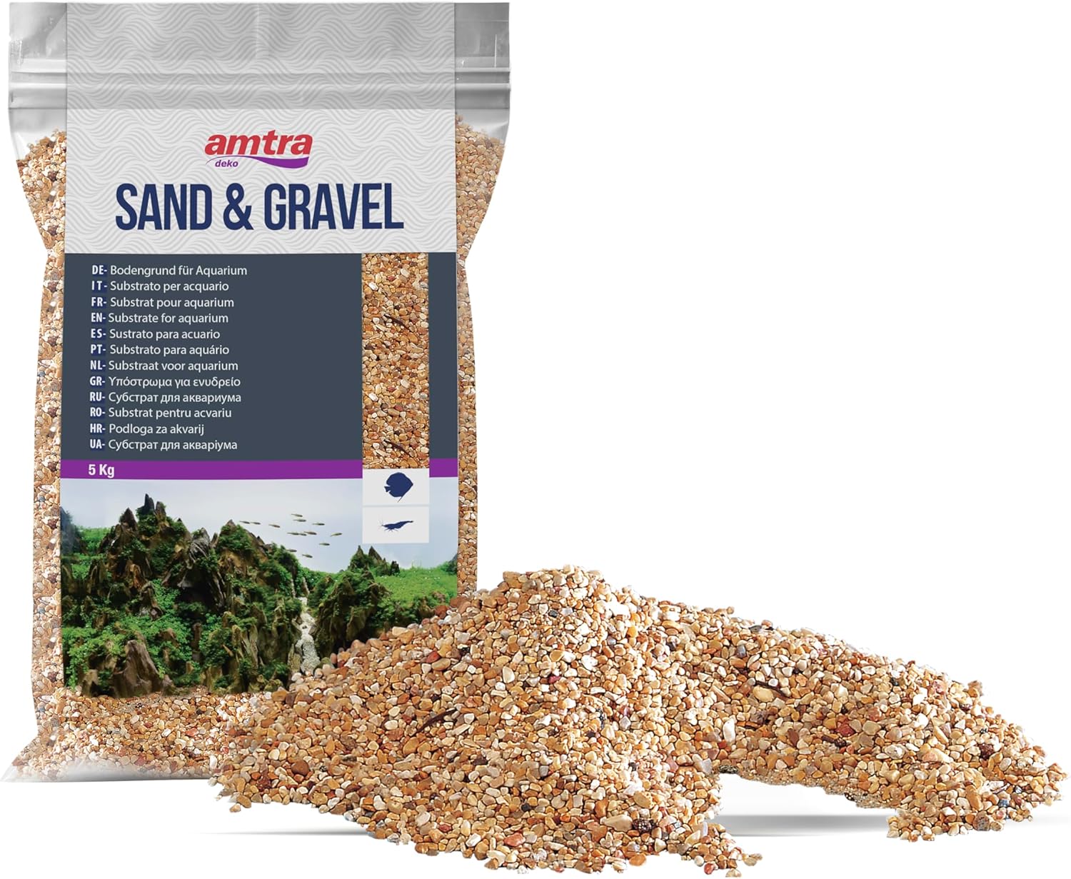 Croci Amtra Pro Nature Sand and Gravel Substrate, 5 kg (Packaging may vary), Amber