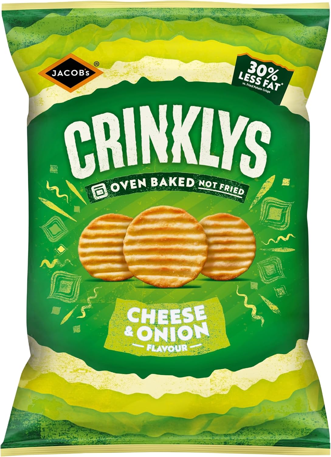 JACOB'S Crinklys Cheese & Onion Baked Snacks Share Bag, 150g